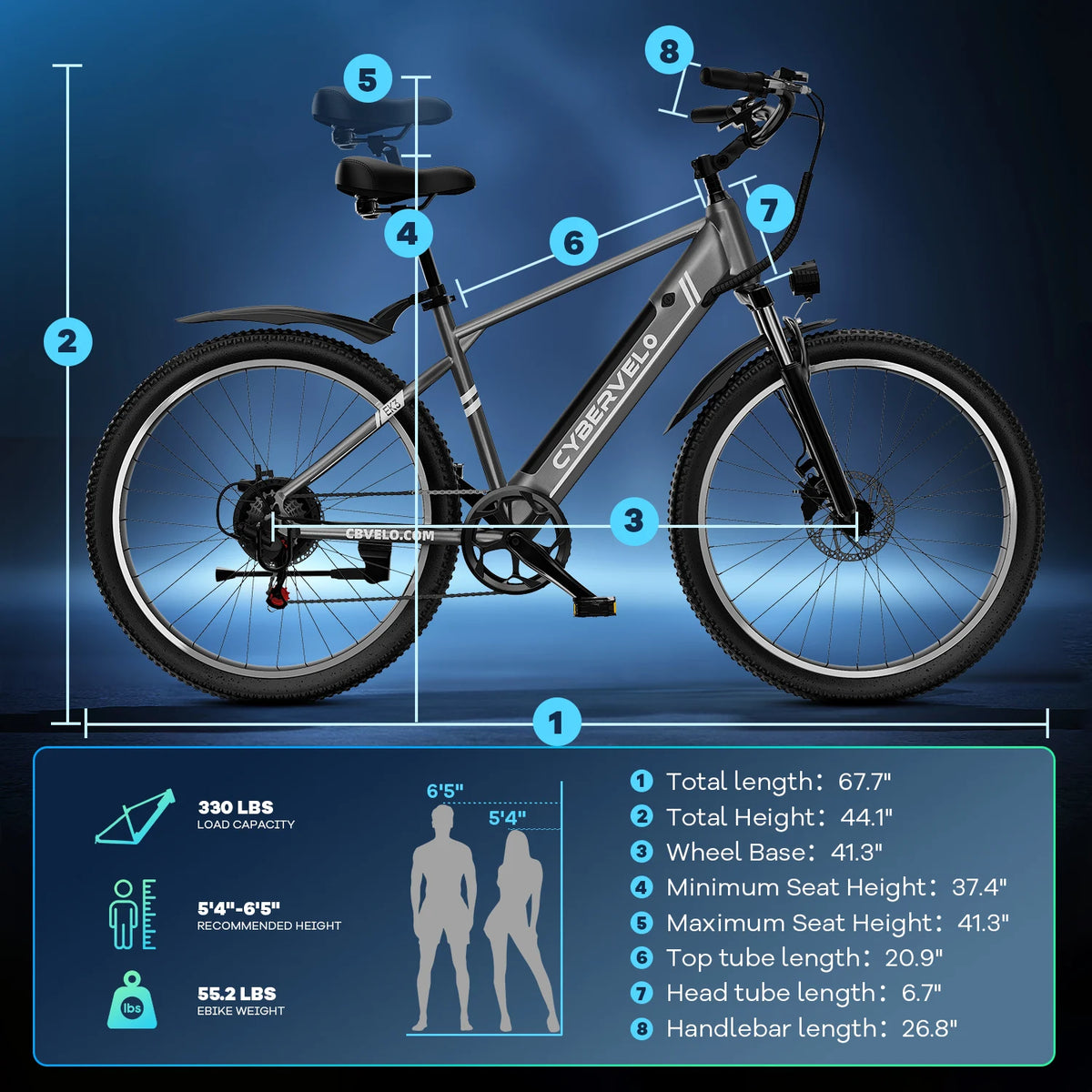 Cybervelo EK3 26-Inch Electric Bike – 48V 14Ah Battery