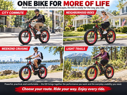 EOEOTWO 26-Inch Fat-Tire Electric Bike – 48V 15Ah