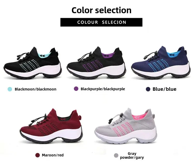 Scarpe da donna casual taglie forti 2025 scarpe sportive in maglia primavera autunno scarpe da viaggio con fondo spesso scarpe comode da mamma alla moda