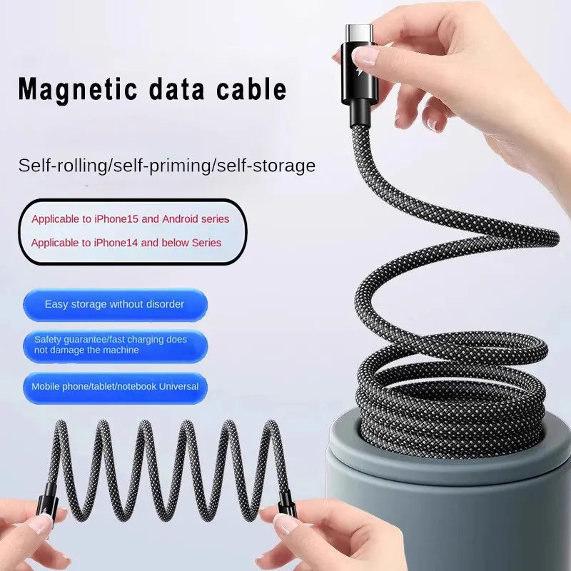 100W Magnetic Data Cable | Fast Charging for iPhone 15/16, Samsung, and PC
