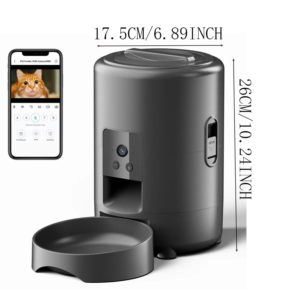 Modernly Smart Automatic Pet Feeder with Camera – 2L, App-Controlled