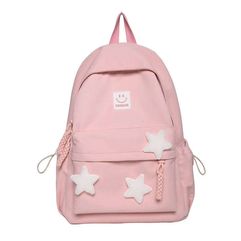 Zaino Carino per Ragazze Zaino Scolastico alla Moda Decorato con Stelle e Charm di Peluche Ideale per l'Uso Quotidiano e la Scuola Stile Carino e alla Moda Perfetto per Adolescenti!