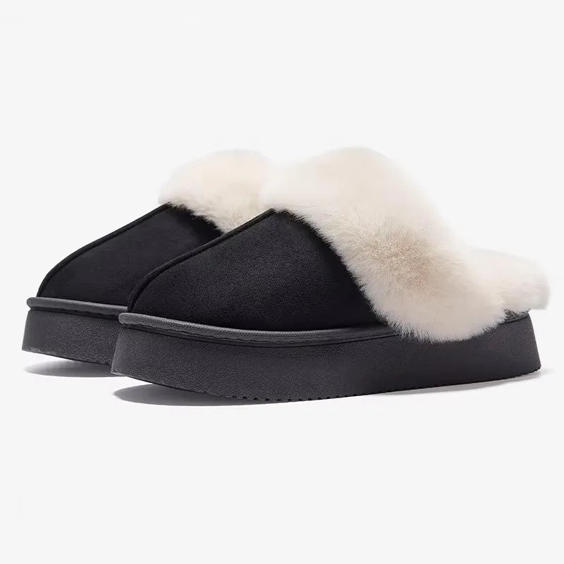 Stivali da neve alla caviglia da donna Moda invernale Piattaforma per la casa Pantofole basse Scarpe da tappeto da soggiorno Stivali antiscivolo caldi da esterno da donna