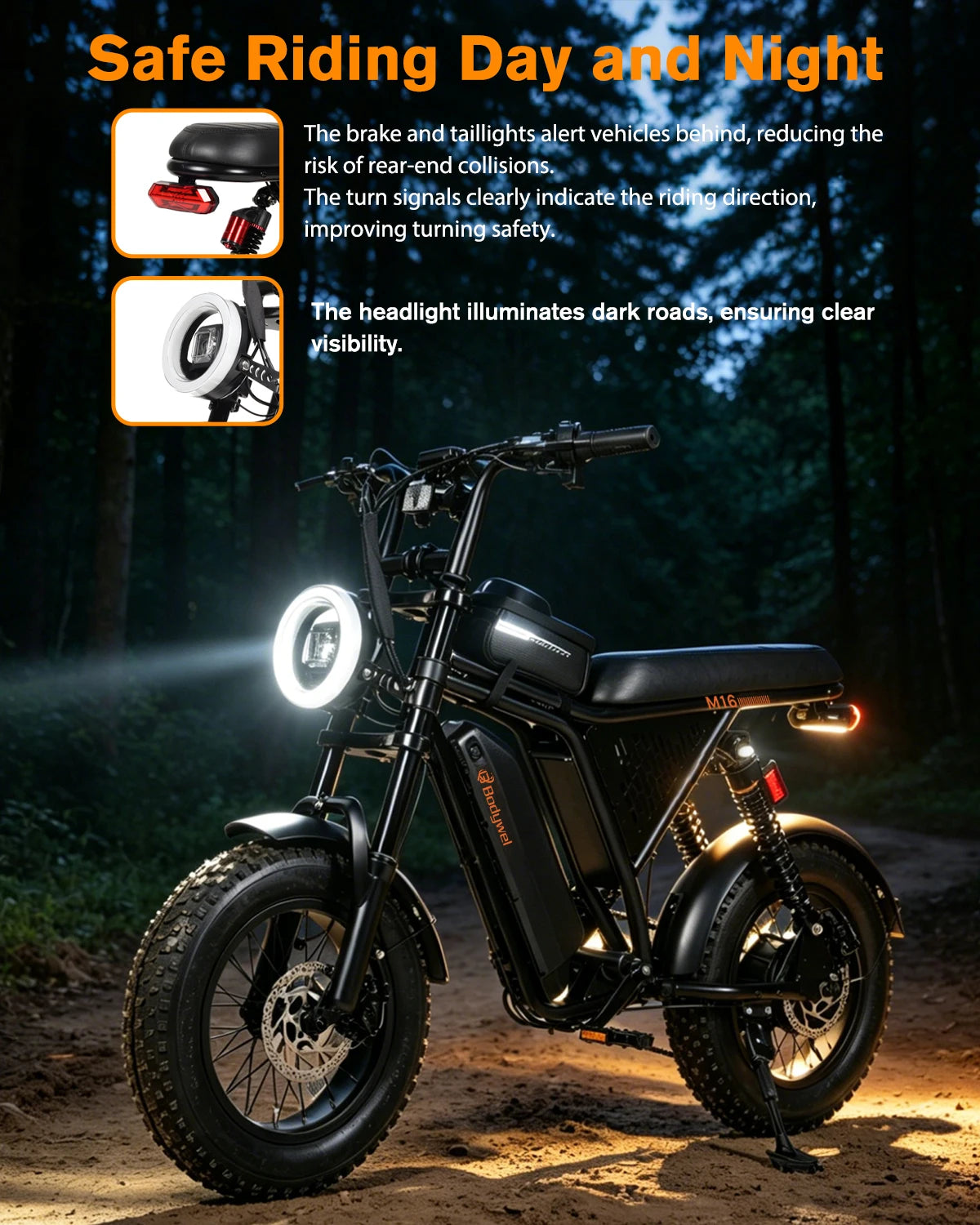 Bodywel M16 Pro Fat-Tire Electric Bike – 48V 15.6Ah Battery