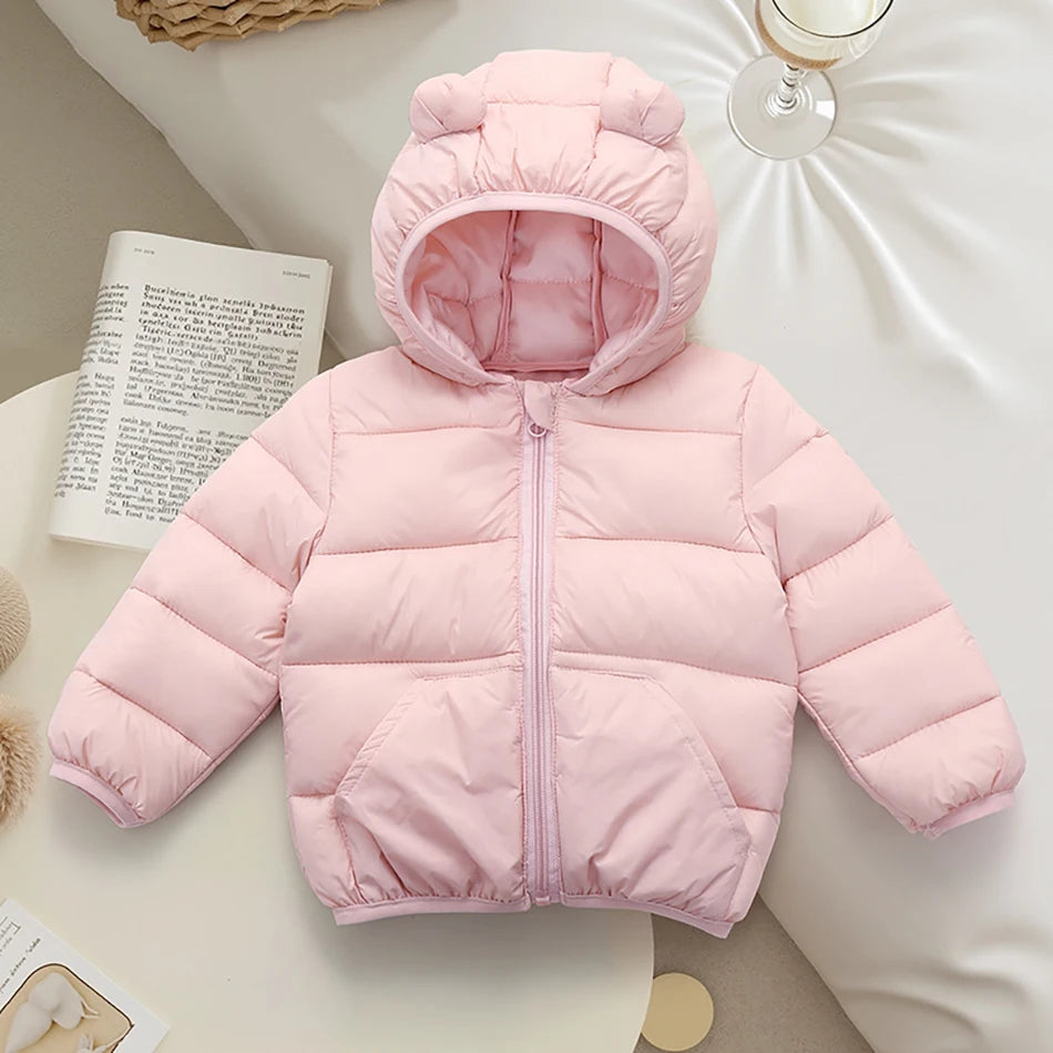 Piumino con cappuccio per il tempo libero per bambini per ragazze Parka 2025 Autunno Inverno Nuovi neonati maschi Cappotti caldi Cerniera Capispalla Abbigliamento per bambini