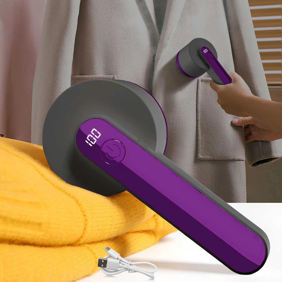 Electric Lint Remover with LED Display – Rechargeable Fabric Shaver