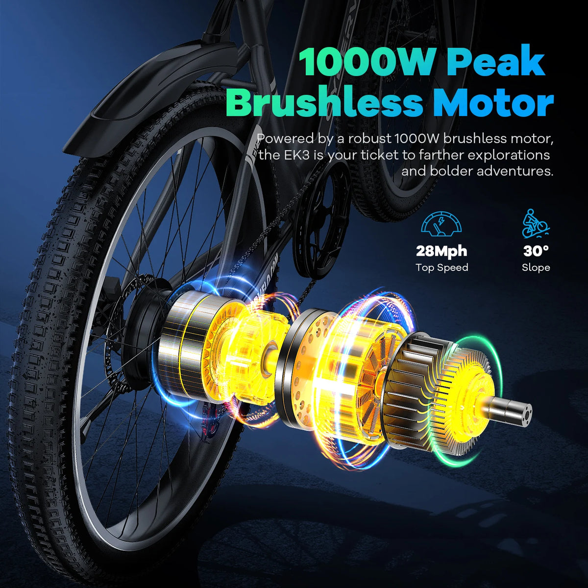 Cybervelo EK3 26-Inch Electric Bike – 48V 14Ah Battery