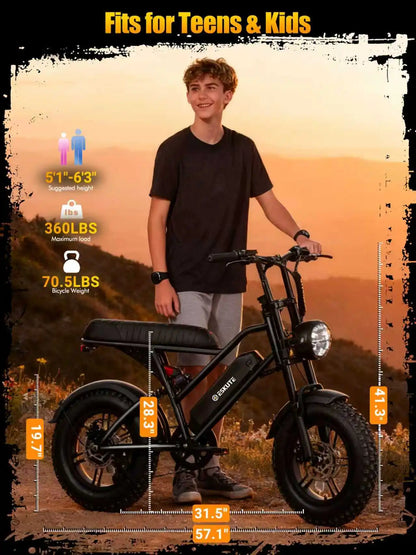 Eskute V100 Fat-Tire Electric Bike – 48V 13Ah, 16-Inch Tires