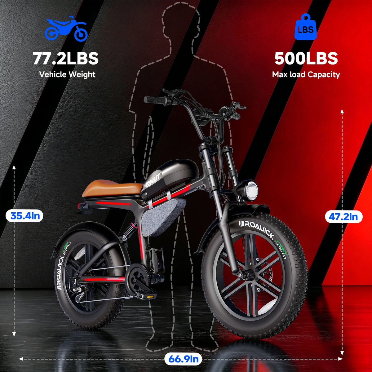 QNUT BK20 Fat-Tire Electric Bike – 48V 18Ah, 20-Inch Tires