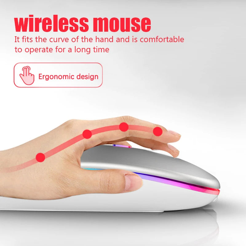 Mouse wireless Mouse Bluetooth ricaricabili RGB Computer wireless Mause Mouse da gioco ergonomico retroilluminato a LED per PC portatile 3600 DPI