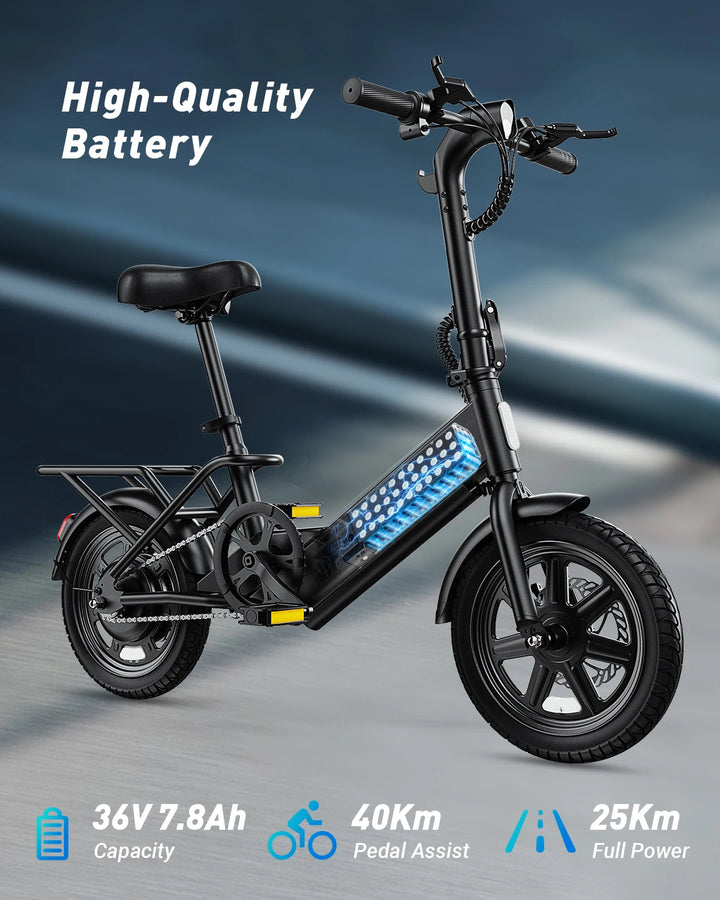 DYU C3 Mini Folding Electric Bike – 14-Inch, 36V Battery