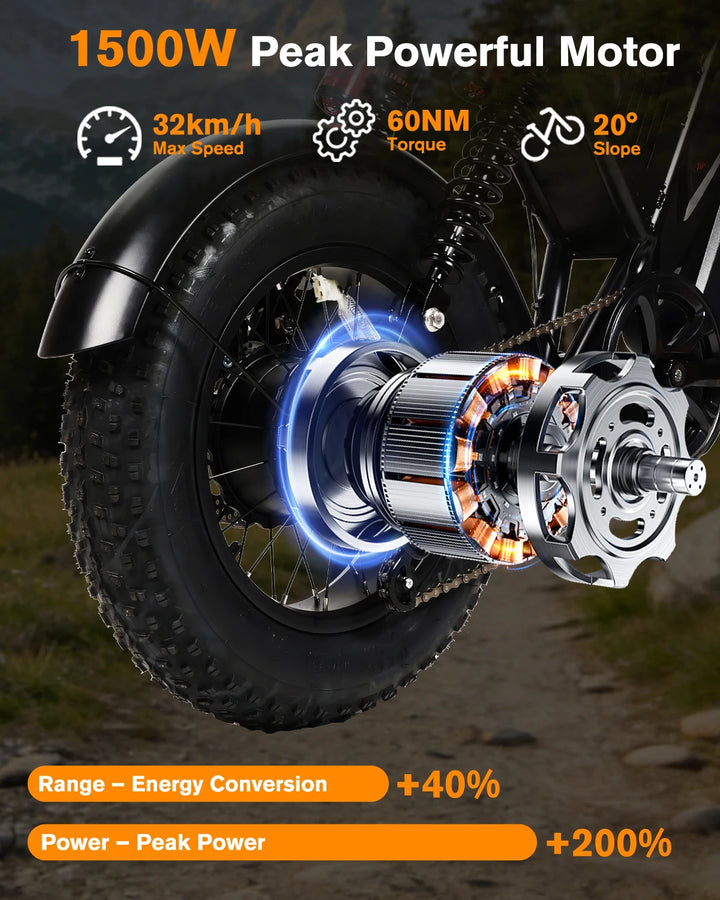 Bodywel M16 Pro Fat-Tire Electric Bike – 48V 15.6Ah Battery