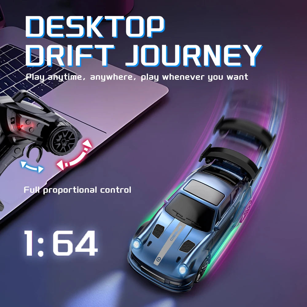 1:64 Desktop Drift Car a quattro ruote motrici Mini giocattolo da corsa a grandezza naturale con batteria ricaricabile, regalo di Natale per bambini