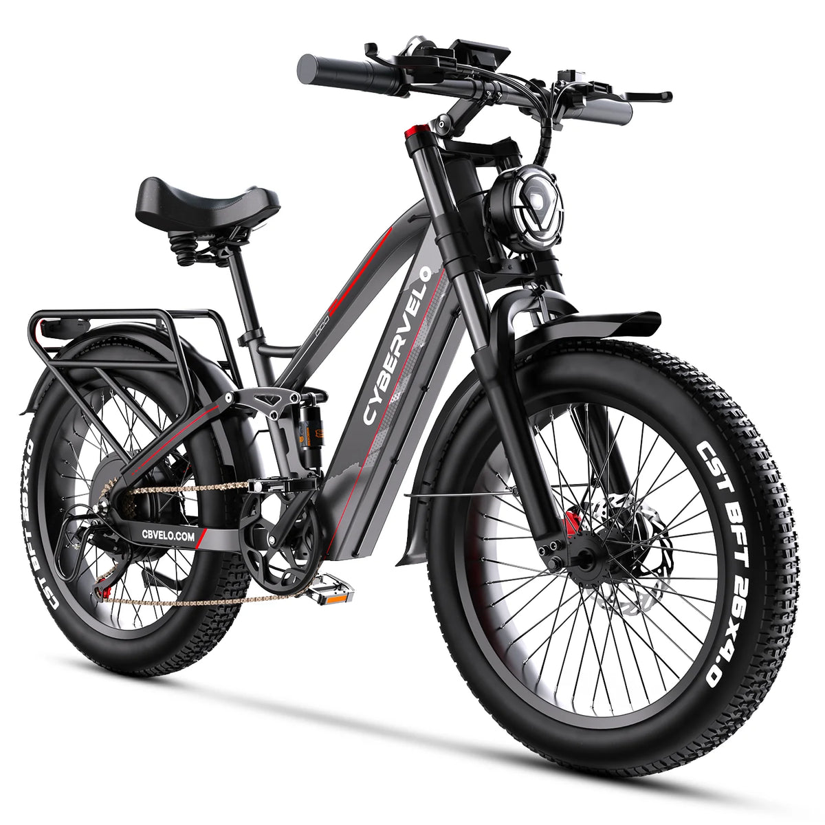 Cybervelo EK9 All-Terrain Fat-Tire Electric Bike – 26-Inch