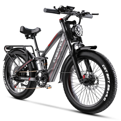 Cybervelo EK9 All-Terrain Fat-Tire Electric Bike – 26-Inch