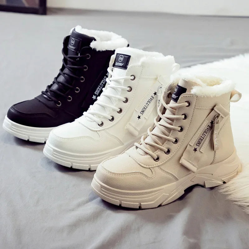 Stivali 2025 invernali da donna per stagione primavera/autunno, Nuove scarpe casual alte Sneakers calde Piattaforma Stivaletti comodi Scarpe da donna