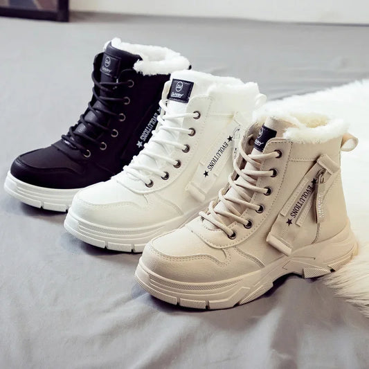 Stivali 2025 invernali da donna per stagione primavera/autunno, Nuove scarpe casual alte Sneakers calde Piattaforma Stivaletti comodi Scarpe da donna