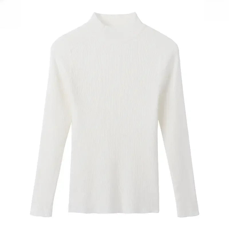 Elegante maglione addensato foderato in pile da donna per Polo a maniche lunghe autunno/inverno/Top termico con collo alto usura interna