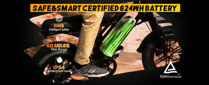 Eskute V100 Fat-Tire Electric Bike – 48V 13Ah, 16-Inch Tires