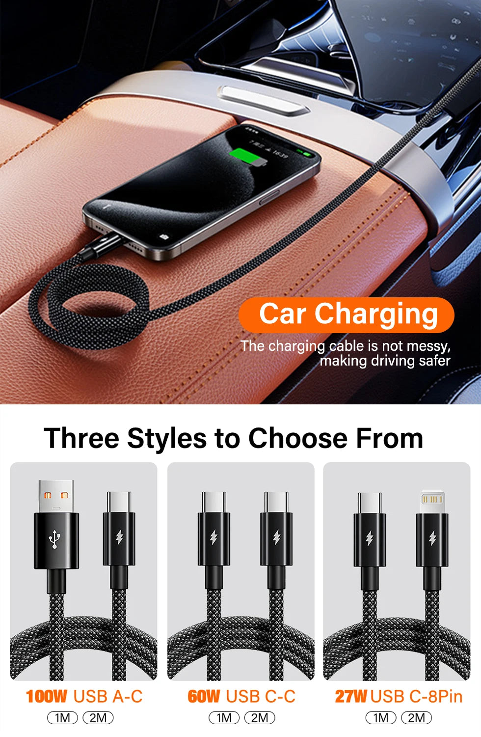 100W Magnetic Data Cable | Fast Charging for iPhone 15/16, Samsung, and PC