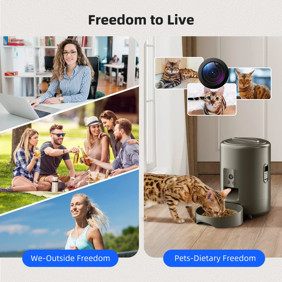Modernly Smart Automatic Pet Feeder with Camera – 2L, App-Controlled