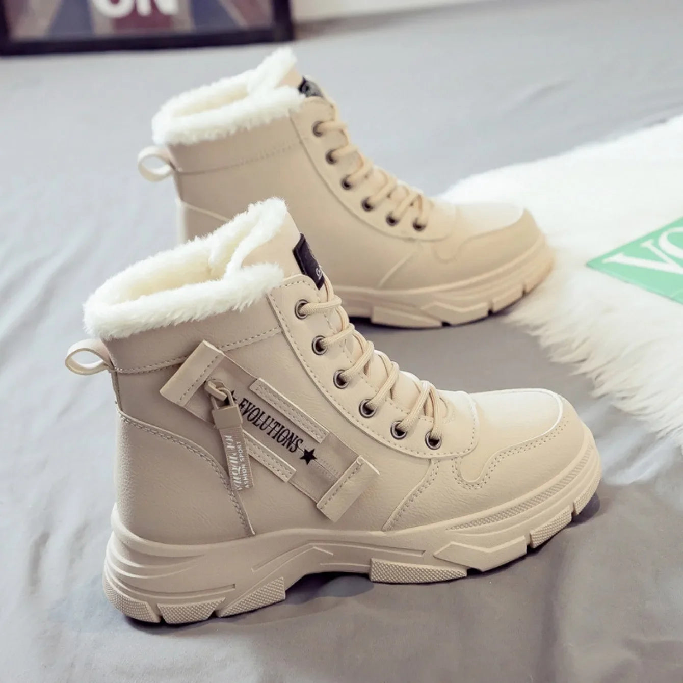 Stivali 2025 invernali da donna per stagione primavera/autunno, Nuove scarpe casual alte Sneakers calde Piattaforma Stivaletti comodi Scarpe da donna