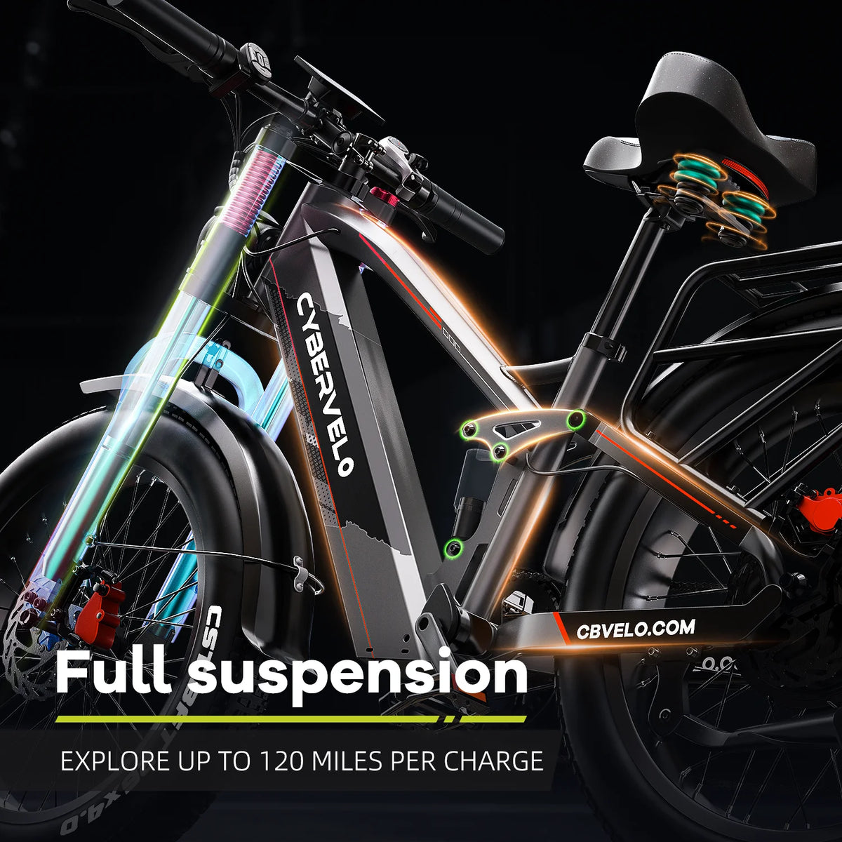 Cybervelo EK9 All-Terrain Fat-Tire Electric Bike – 26-Inch