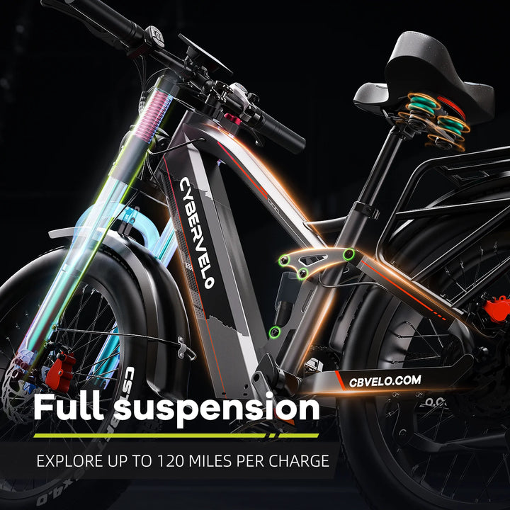 Cybervelo EK9 All-Terrain Fat-Tire Electric Bike – 26-Inch