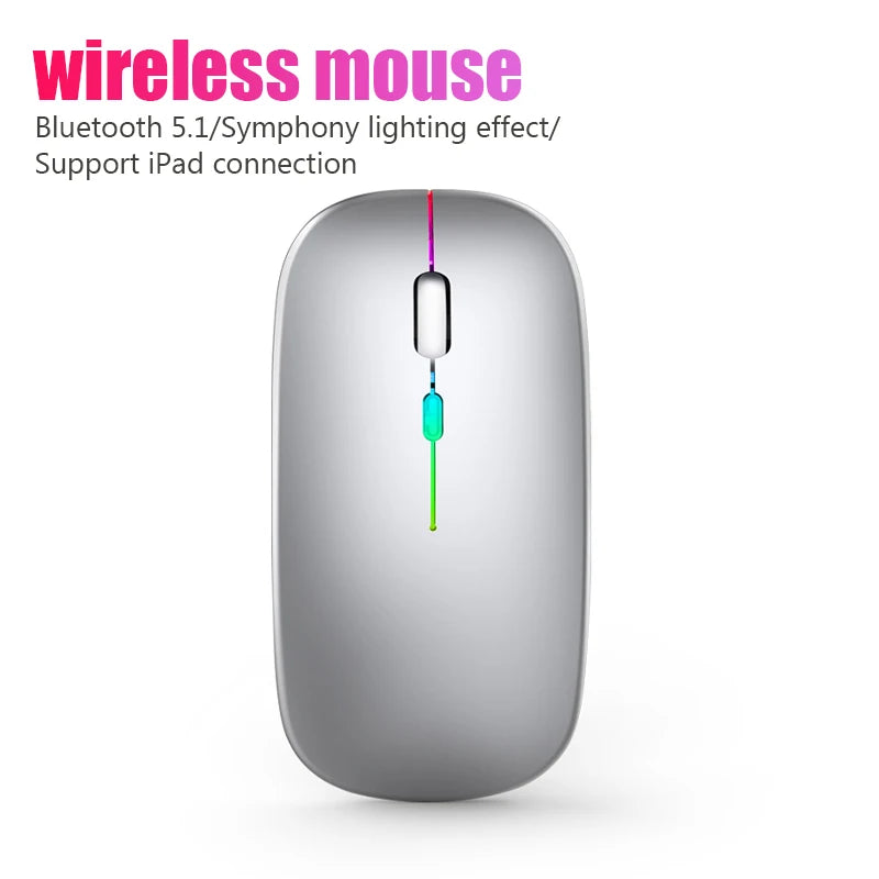 Mouse wireless Mouse Bluetooth ricaricabili RGB Computer wireless Mause Mouse da gioco ergonomico retroilluminato a LED per PC portatile 3600 DPI