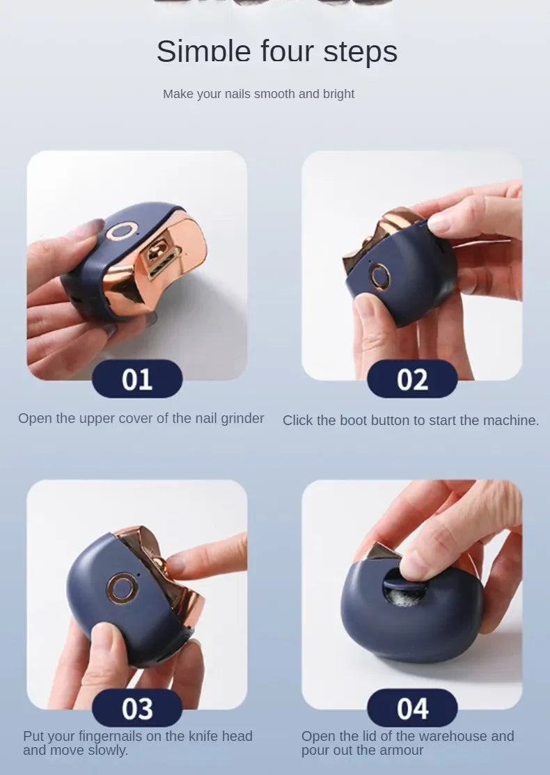 2-in-1 Electric Nail File and Nail Grinder, Automatic Nail Clipper for Adults and Kids with Safe Anti-Pinch Design