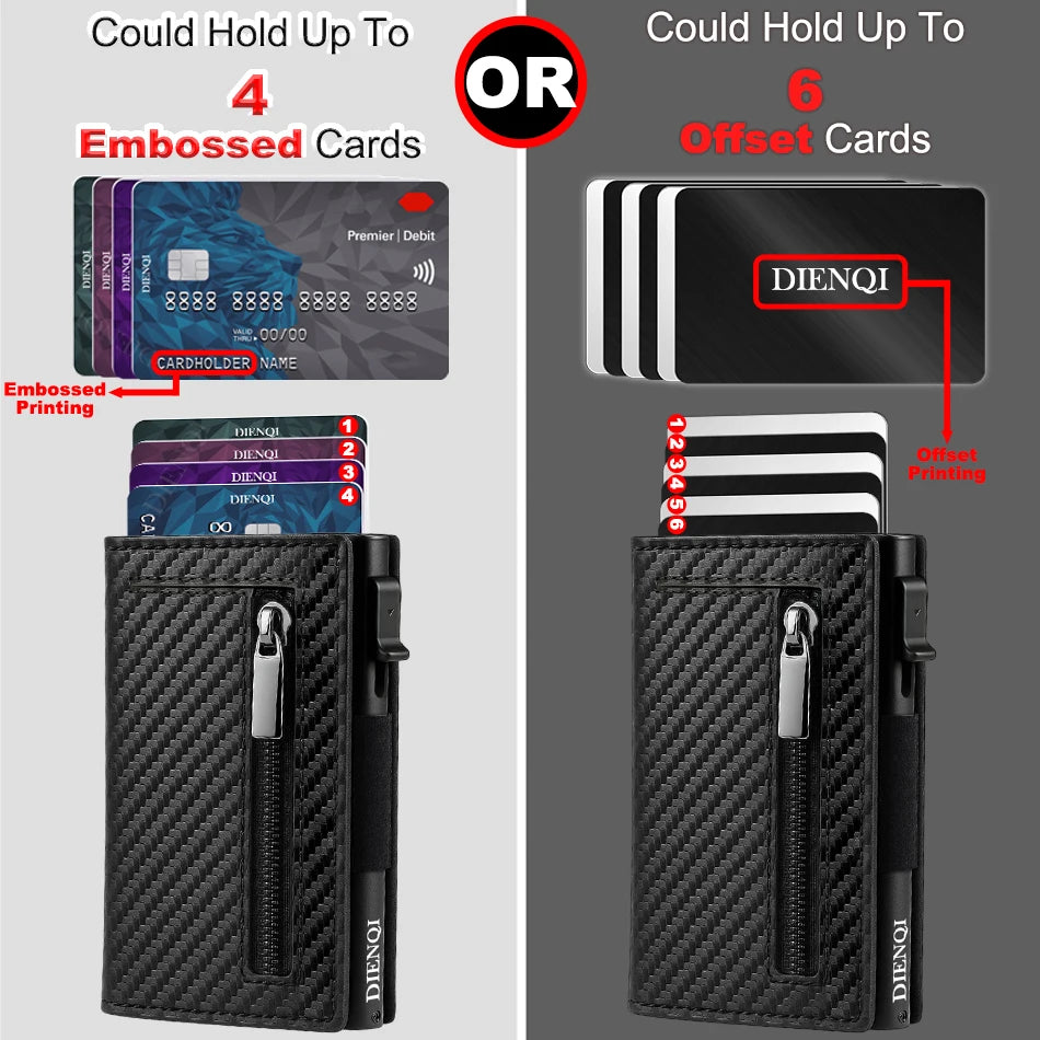 Leather RFID Card Holder – Slim Wallet and Magnetic Coin Pocket