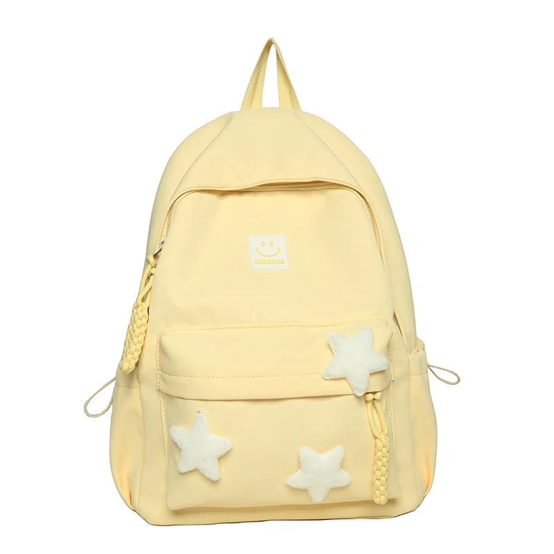 Zaino Carino per Ragazze Zaino Scolastico alla Moda Decorato con Stelle e Charm di Peluche Ideale per l'Uso Quotidiano e la Scuola Stile Carino e alla Moda Perfetto per Adolescenti!