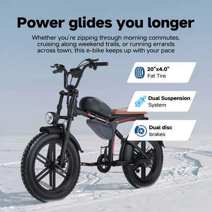 QNUT BK20 Fat-Tire Electric Bike – 48V 18Ah, 20-Inch Tires