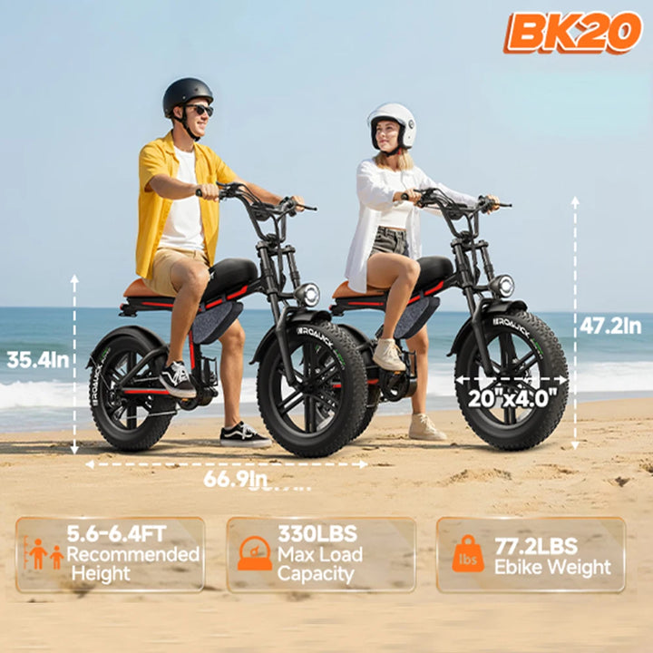 QNUT BK20 Fat-Tire Electric Bike – 48V 18Ah, 20-Inch Tires