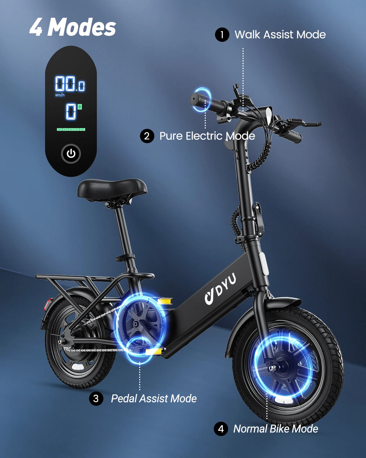 DYU C3 Mini Folding Electric Bike – 14-Inch, 36V Battery