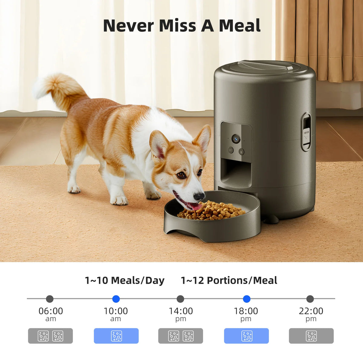 Modernly Smart Automatic Pet Feeder with Camera – 2L, App-Controlled