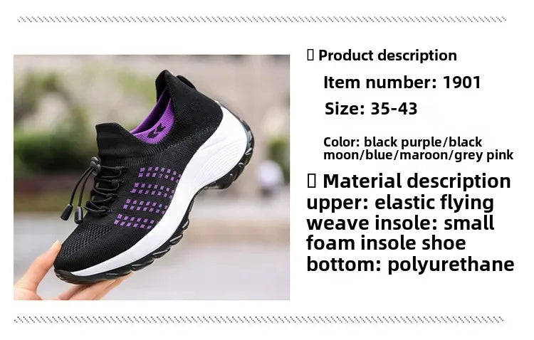 Scarpe da donna casual taglie forti 2025 scarpe sportive in maglia primavera autunno scarpe da viaggio con fondo spesso scarpe comode da mamma alla moda