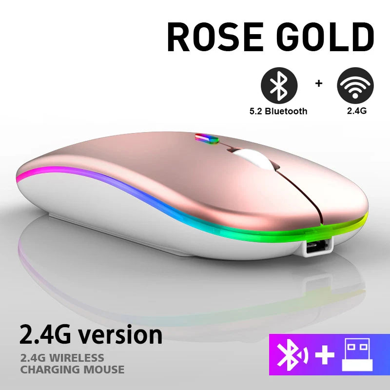 Mouse wireless Mouse Bluetooth ricaricabili RGB Computer wireless Mause Mouse da gioco ergonomico retroilluminato a LED per PC portatile 3600 DPI