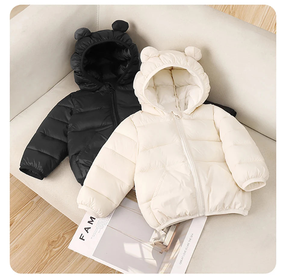 Piumino con cappuccio per il tempo libero per bambini per ragazze Parka 2025 Autunno Inverno Nuovi neonati maschi Cappotti caldi Cerniera Capispalla Abbigliamento per bambini