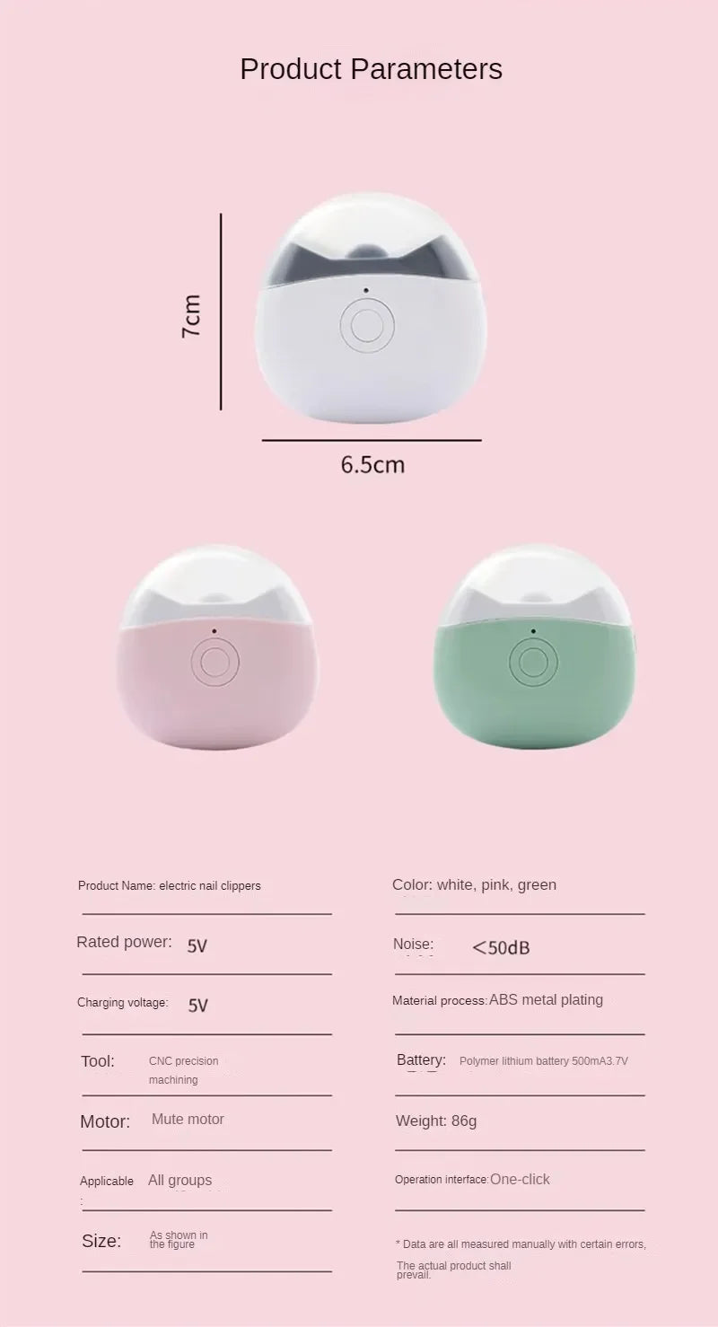 2-in-1 Electric Nail File and Nail Grinder, Automatic Nail Clipper for Adults and Kids with Safe Anti-Pinch Design