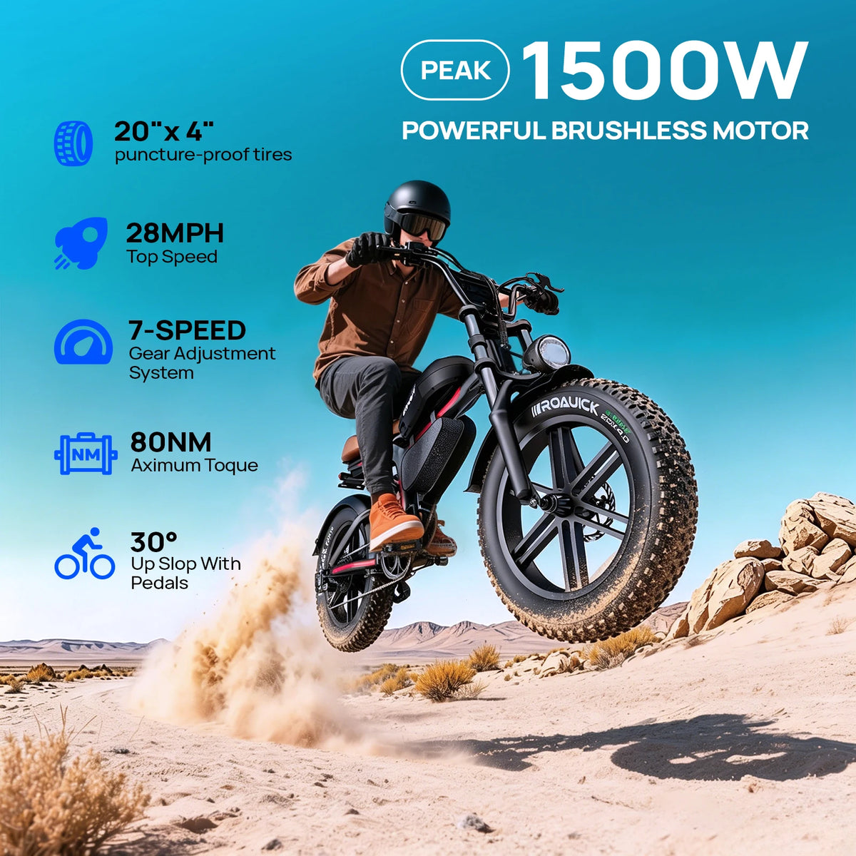 QNUT BK20 Fat-Tire Electric Bike – 48V 18Ah, 20-Inch Tires