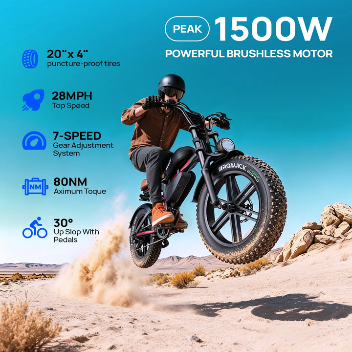 QNUT BK20 Fat-Tire Electric Bike – 48V 18Ah, 20-Inch Tires
