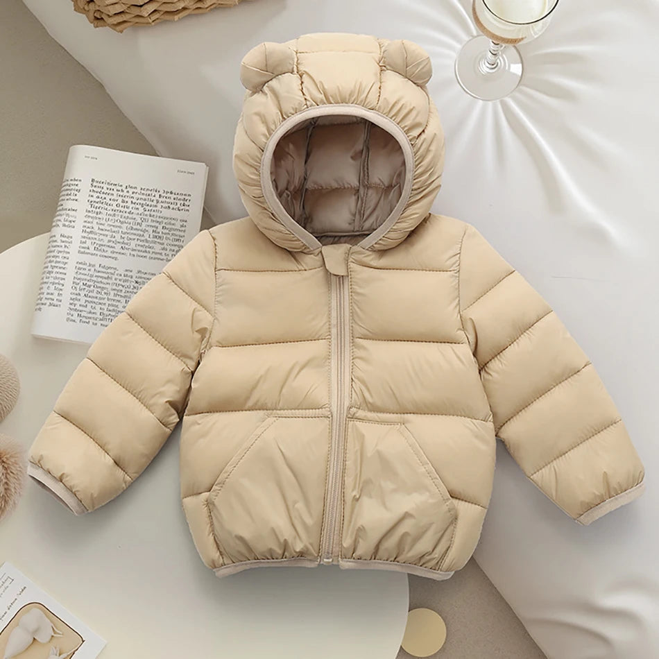 Piumino con cappuccio per il tempo libero per bambini per ragazze Parka 2025 Autunno Inverno Nuovi neonati maschi Cappotti caldi Cerniera Capispalla Abbigliamento per bambini