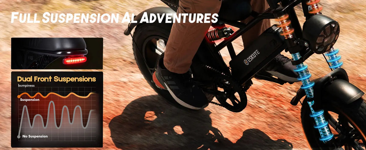 Eskute V100 Fat-Tire Electric Bike – 48V 13Ah, 16-Inch Tires