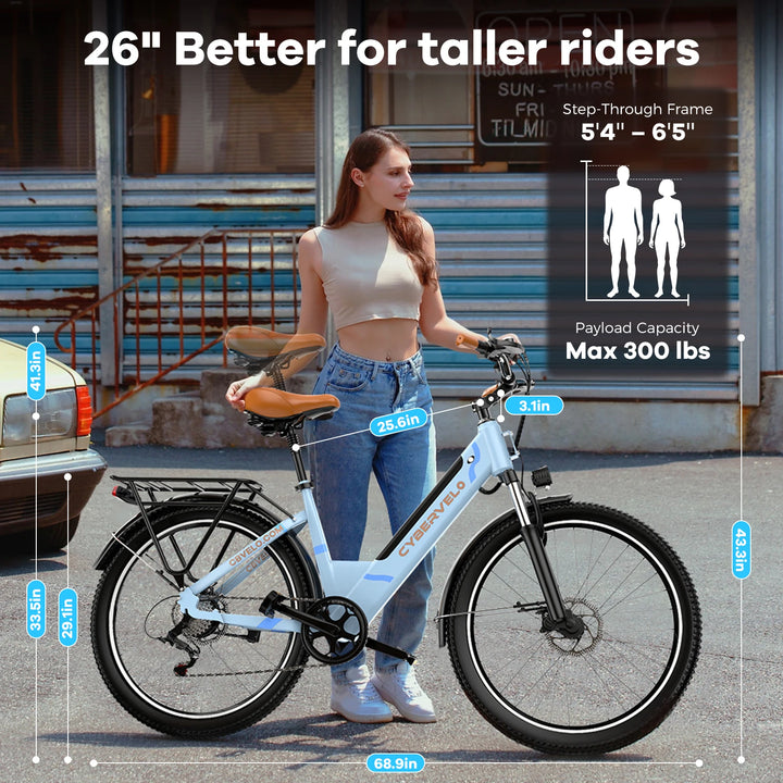 Cybervelo EK2 Step-Through Electric Bike – 26-Inch, 48V