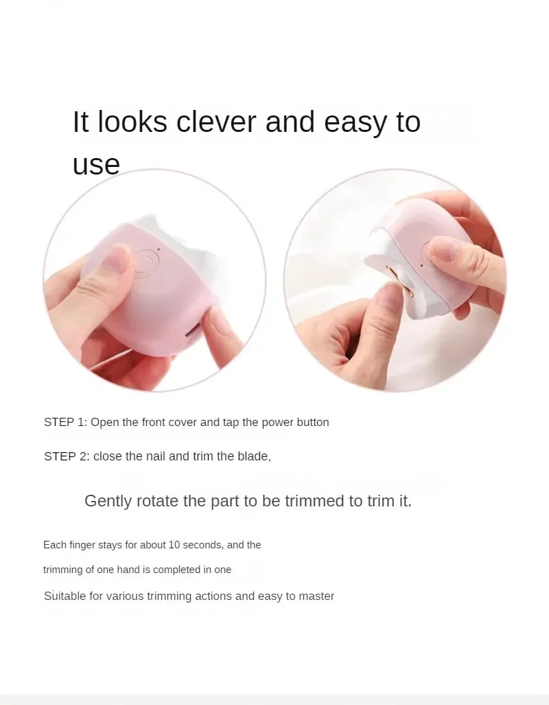 2-in-1 Electric Nail File and Nail Grinder, Automatic Nail Clipper for Adults and Kids with Safe Anti-Pinch Design