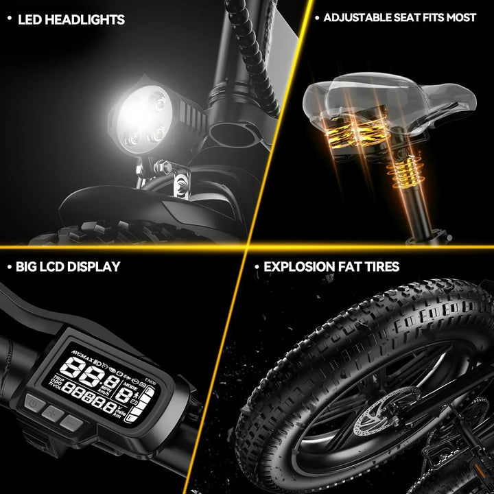 Cybervelo Mars700 Folding Fat-Tire Electric Bike – 48V 20.8Ah