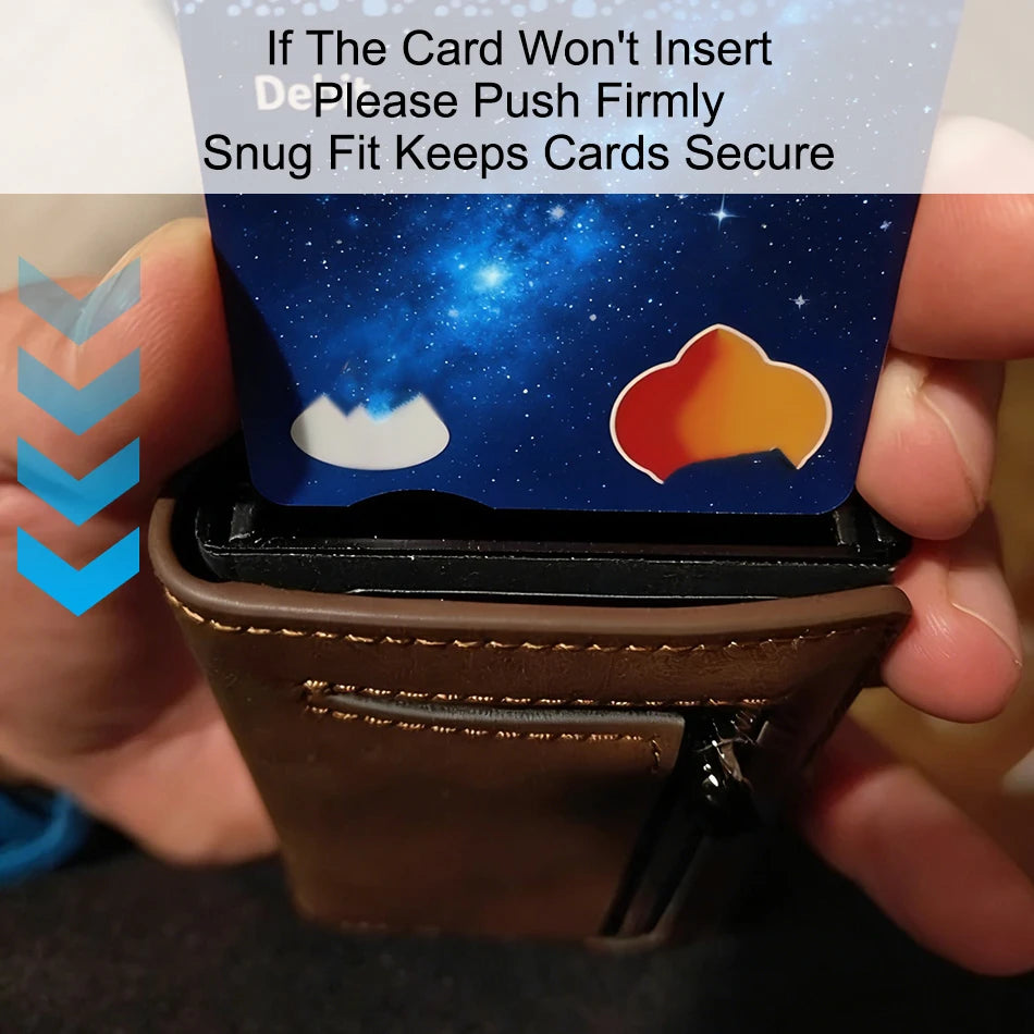 Leather RFID Card Holder – Slim Wallet and Magnetic Coin Pocket