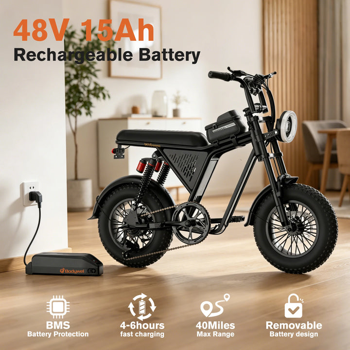 Bodywel M16 Fat-Tire Electric Bike – 16 × 4.0-Inch Tires
