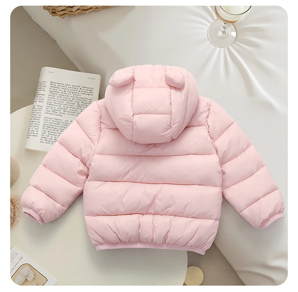 Piumino con cappuccio per il tempo libero per bambini per ragazze Parka 2025 Autunno Inverno Nuovi neonati maschi Cappotti caldi Cerniera Capispalla Abbigliamento per bambini